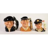 THREE SECOND QUALITY ROYAL DOULTON POTTERY LARGE CHARACTER JUGS, comprising: ?Yachtsman?, D6820, ?