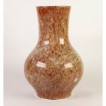 EARLY TWENTIETH CENTURY BROWN CURDLED OPALESCENT GLAZED POTTERY LARGE VASE, of baluster form,