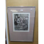 BELINDA CHANNER ARTIST SIGNED LIMITED EDITION ETCHING ?Fish stall, Spitafields?, (1/25) 11 ½? x 9 ¾?