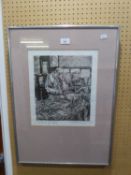 BELINDA CHANNER ARTIST SIGNED LIMITED EDITION ETCHING ?Fish stall, Spitafields?, (1/25) 11 ½? x 9 ¾?