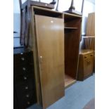 A 1960's TEAK ? BEDROOM SUITE. VIZ DRESSING TABLE, WARDROBE AND CHEST OF FIVE DRAWERS  (3)