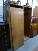 A 1960's TEAK ? BEDROOM SUITE. VIZ DRESSING TABLE, WARDROBE AND CHEST OF FIVE DRAWERS  (3)