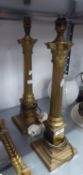 A PAIR OF BRASS CORINTHIAN COLUMN ELECTRIC TABLE LAMPS, 48cm high (2)