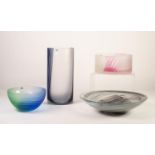 THREE MODERN CAITHNESS, SCOTLAND, GLASS BOWLS AND VASE, each labelled, also a, probably Caithness,