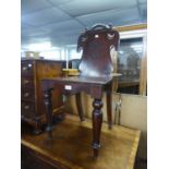 A GOOD QUALITY MAHOGANY SHIELD BACK HALL CHAIR