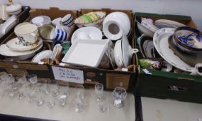 VERY LARGE SELECTION OF DOMESTIC POTTERY AND CHINA TO INCLUDE; PAIR OF CUNARD LINES 'QUEEN ELIZABETH