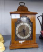 MODERN GEORGIAN STYLE WALNUT SMALL MANTLE CLOCK, with Roman dial, wind-up movement and top