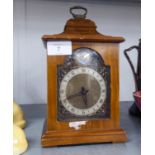 MODERN GEORGIAN STYLE WALNUT SMALL MANTLE CLOCK, with Roman dial, wind-up movement and top