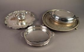 FIVE PIECES OF ELECTROPLATE, comprising: WALKER & HALL SALVER, with engraved centre and moulded