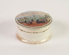 VICTORIAN PRATTWARE POT LID - Royal Harbour, Ramsgate, (the base with aged chip and cracks)