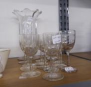A VICTORIAN GLASS CELERY VASE AND 15 VARIOUS SHERRY GLASSES (16)