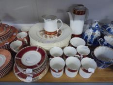 TWENTY ONE PIECE ELIZABETHAN ?BURGUNDY? PATTERN CHINA COFFEE SET, comprising: COFFEE POT, CUPS,