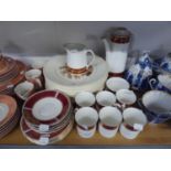 TWENTY ONE PIECE ELIZABETHAN ?BURGUNDY? PATTERN CHINA COFFEE SET, comprising: COFFEE POT, CUPS,