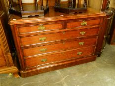 A LATE VICTORIAN MAHOGANY CHEST OF TWO SHORT AND  THREE LONG GRADUATED DRAWERS, WITH MOULDED