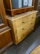 A PINE CHEST OF TWO SHORT AND TWO LONG DRAWERS