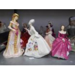 NINE ROYAL DOULTON CHINA FIGURES VARIOUS TO INCLUDE; ELAINE, SUNDAY BEST, SWEET ANNE, CHARLOTTE,