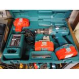 MAKITA CORDLESS ELECTRIC DRILL KIT WITH CHARGER AND THREE BATTERIES