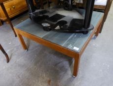 TEAK LARGE SQUARE COFFEE TABLE WITH GREY SLATE INLET TOP, 2?6? SQUARE