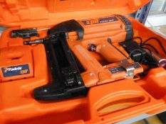 SPIT 700 P/E PULSA NAIL GUN WITH GAS CANISTERS, IN ORANGE CASE