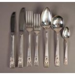 FORTY FOUR PIECE TABLE SERVICE OF COMMUNITY PLATE CUTLERY FOR SIX PERSONS, with fan shaped and