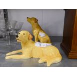 TWO ?JOHN BESWICK? POTTERY MODELS OF DOGS, one modelled as a golden Labrador, the other as a