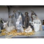 COLLECTION OF NAO FIGURES TO FORM THE CHRISTMAS NATIVITY, VIZ THE THREE KINGS, MARY, BABY JESUS,