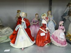 NINE ROYAL DOULTON FIGURES TO INCLUDE; STEPHANIE, MICHELA, KATE, CLARISSA, HOSTESS OF