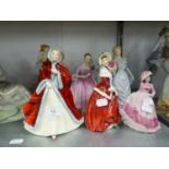 NINE ROYAL DOULTON FIGURES TO INCLUDE; STEPHANIE, MICHELA, KATE, CLARISSA, HOSTESS OF