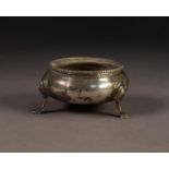 VICTORIAN PLAIN SILVER OPEN SALT BY ROBERT HARPER, of typical form with beaded border and stepped