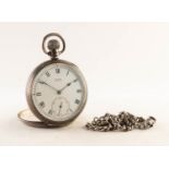 BUREN GRAND PRIX SILVER CASED OPEN FACE POCKET WATCH with 15 jewels keyless movement, the case