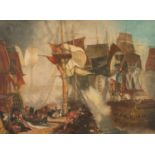 JOHN COTHER WEBB ARTIST SIGNED MEZZOTINT Naval sea battle 13? X 17 ¾? (33cm x 45cm)