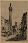 H. B. ANDREWS ARTIST SIGNED ORIGINAL ETCHING 'The Monument' to the Great Fire of London Signed,