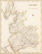 ANTIQUE HAND COLOURED MAP OF LANCASHIRE LEWIS: CREIGHTON and WALKER 12? x 9 ¼? (30.5cm x 23.5cm)