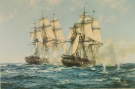 MONTAGUE DAWSON ARTIST SIGNED COLOUR PRINT ?The Action between Java and Constitution, December 1812?