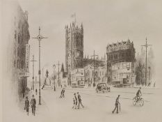 ARTHUR DELANEY (1927 - 1987) ARTIST SIGNED LIMITED EDITION PRINT OF A PENCIL DRAWING Deansgate &