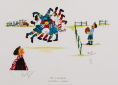 FRANCES LENNON (1912-2015) THREE ARTIST SIGNED LIMITED EDITION COLOUR PRINTS ?The Scrum?, (18/