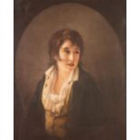 ELLEN JOWETT AFTER 18th CENTURY ORIGINAL MEZZOTINT ENGRAVING PRINTED IN COLOUR Portrait of a young