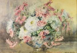 MARION BROOM (1878-1962) WATERCOLOURS, A MATCHED PAIR  Bowls of summer flowers,  each signed lower