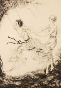 SCHNEIDER (circa 1920s) ORIGINAL ETCHING IN THE MANNER OF LOUIS ICART The Swing Signed in pencil