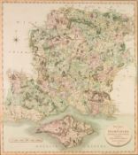 J. CARY 1801, HAND-COLOURED ANTIQUE MAP OF HAMPSDHIRE WITH ISLE OF WIGHT, 21in x 19in (54 x 48cm),