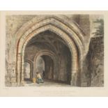 WATKINS AFTER HARWOOD 19th CENTURY HAND-COLOURED BOOKPLATE ENGRAVING The Old Market Place,