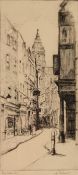 H.B. ANDREWS ARTIST SIGNED ORIGINAL ETCHING Ivy Lane E.C., London street scene Signed and titled