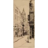 H.B. ANDREWS ARTIST SIGNED ORIGINAL ETCHING Ivy Lane E.C., London street scene Signed and titled