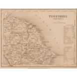 JOSHUA ARCHER c. 1845, ANTIQUE MAP, NORTH RIDING OF YORKSHRE, 7in x 9in (18 x 23cm), mounted and