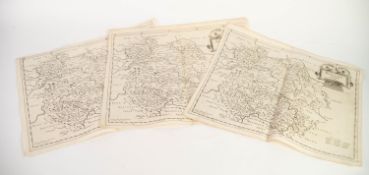 ROBERT MORDEN THREE MATCHING ANTIQUE MAPS OF HEREFORD 15 ½? X 17 ¼? (39.3cm x 43.8cm), overall,