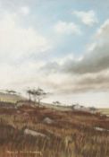 DAVID WINNING (TWENTIETH CENTURY) PASTEL DRAWING Landscape with trees and buildings in the