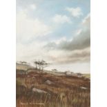 DAVID WINNING (TWENTIETH CENTURY) PASTEL DRAWING Landscape with trees and buildings in the