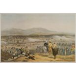 FOUR COLOUR PRINT REPRODUCTIONS OF 19th CENTURY COLOURED ETCHINGS OF BRITISH BATTLE SCENES: The