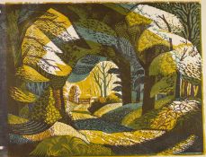 NORMAN JAQUES (1922-2014) TWO UNSIGNED AND UNTITLED COLOUR PRINTS Woodland Path 20 ¾? X 23? (52.