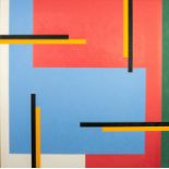 CHRISTOPHER CORAM (b. 1948) OIL PAINTING ON BOARD Rectilinear abstract Signed and dated (20)18 lower